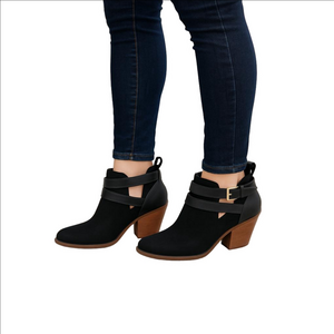 Black Chunky Heel Ankle Boots